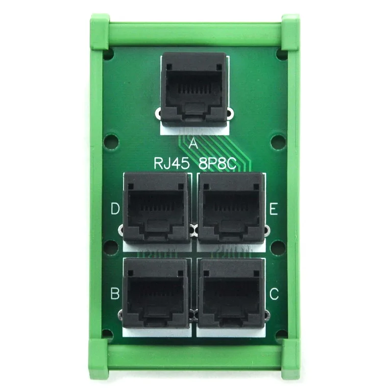 ELECTRONICS-SALON RJ45 8P8C 5 Jacks Splitter DIN Rail Mounted Interface Module.