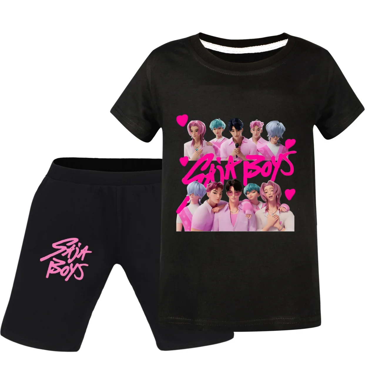 

K-Pop Руми Зои Мира Охотники на демонов футболки шорты костюм для мальчиков и девочек Хэллоуин сценический принт одежда для ролевых игр