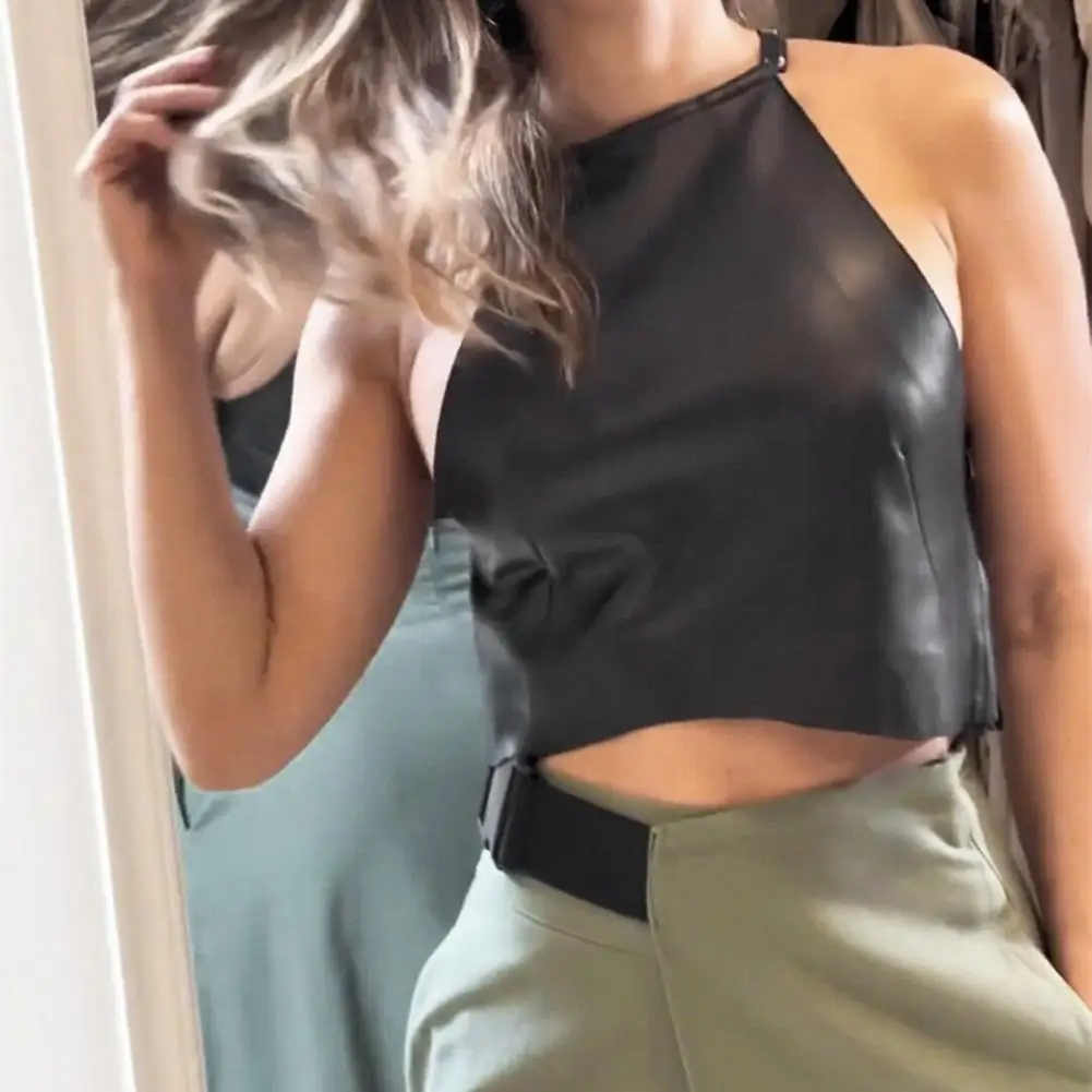 2 Pieces/set Women's Top And Skirt Suit Color Block Off-shoulder Sleeveless High Waist Irregular Hem Halterneck Tank Top Suit