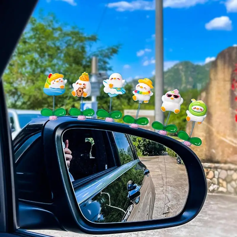 Shakinng Duck Dashboard Decorations Car Window Resin Duckling Decorations Non-Marking Car Interior Decors For Desk Bedside Table
