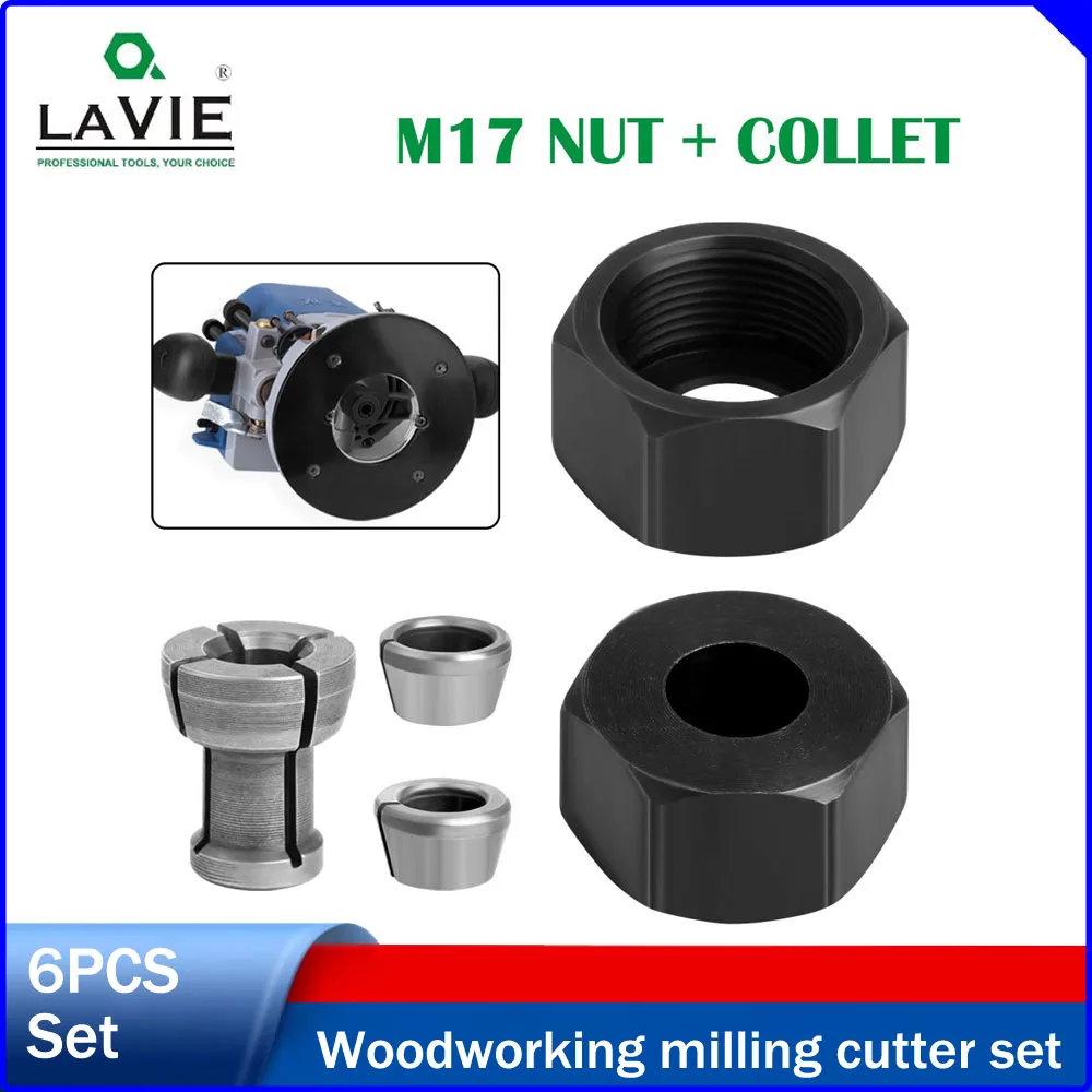 

LAVIE M17 Collet Nut Kit, Collet for Engraving Machine & Edge Trimmer, Woodworking Conversion Adapter
