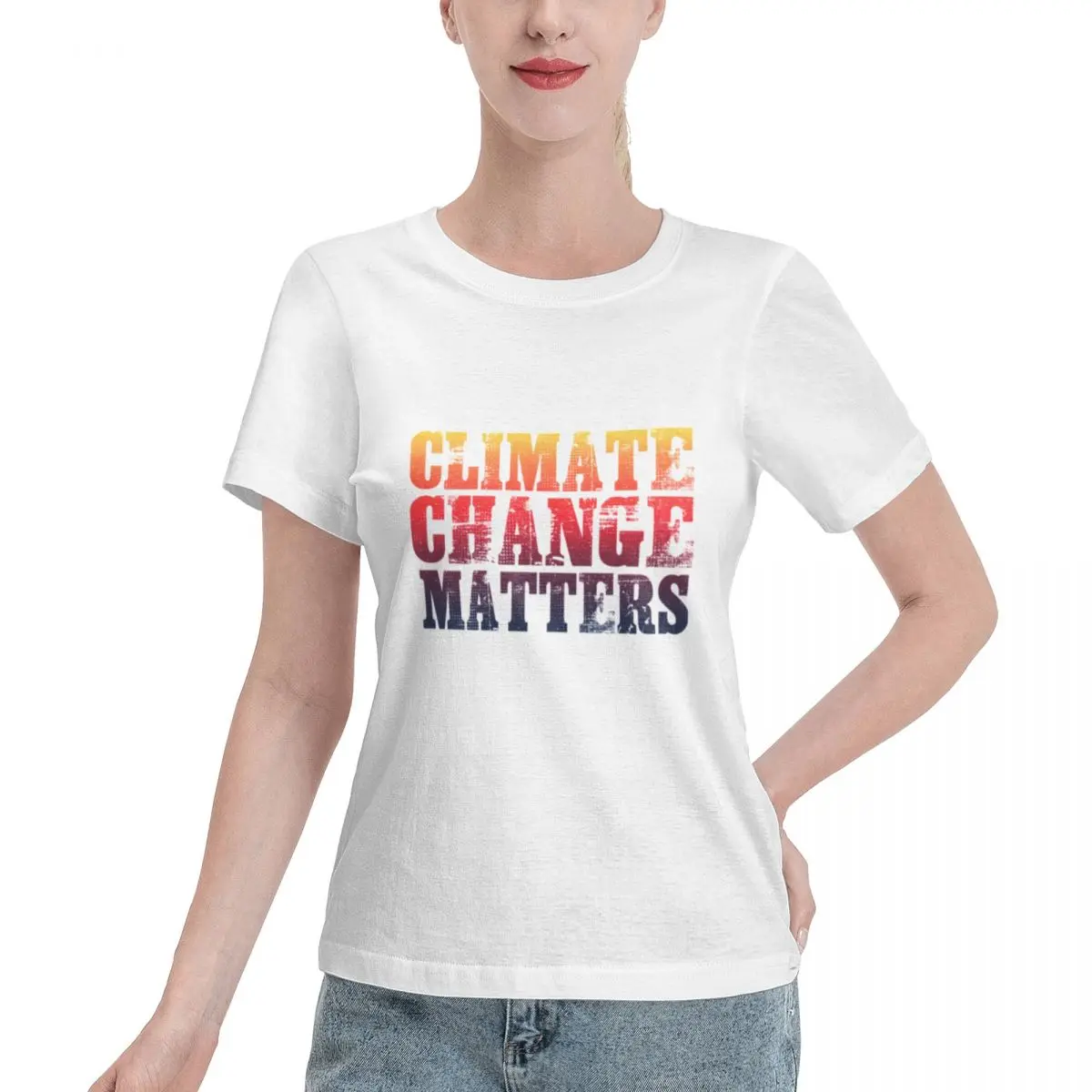 Top Rated Climate Change Matters Women's T-shirt Cool Short Sleeve Casual Top
