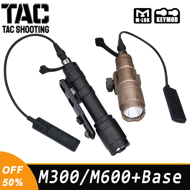 

WADSN M600 M600C M300 M300A Military Tactical Flashlight With M-LOK Keymod Base Airsoft Scout Hunting Weapon Light Accessroy