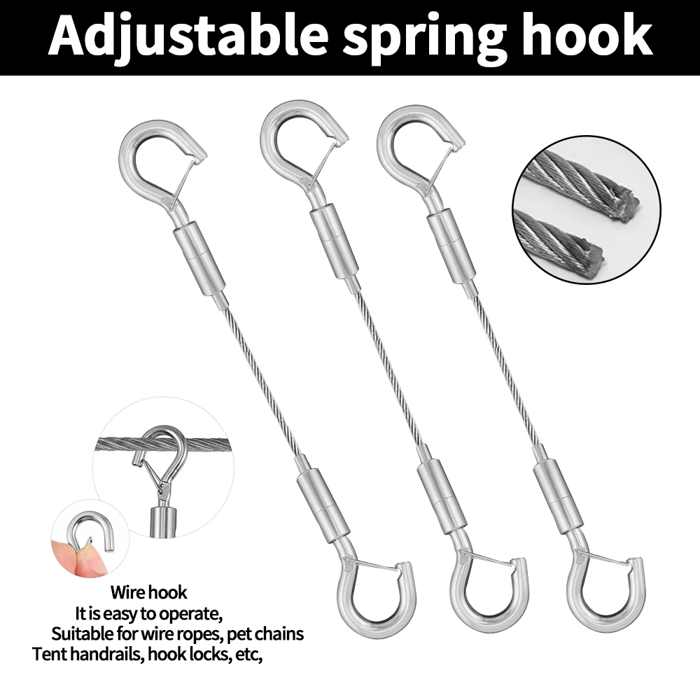 

For 1-1.5mm Stainless Steel Wire Rope Adjustable Multifunctional Spring Hook Picture Hanging Code Cable Rope With Strong Load