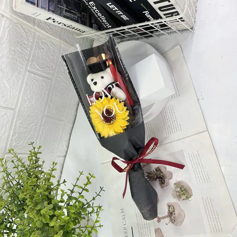 

Best Wish Maester Bear Bear Bouquet Sunflower 36cm Cartoon Lovely Bear Bouquet Decoration Animal Bouquet Valentine's Day