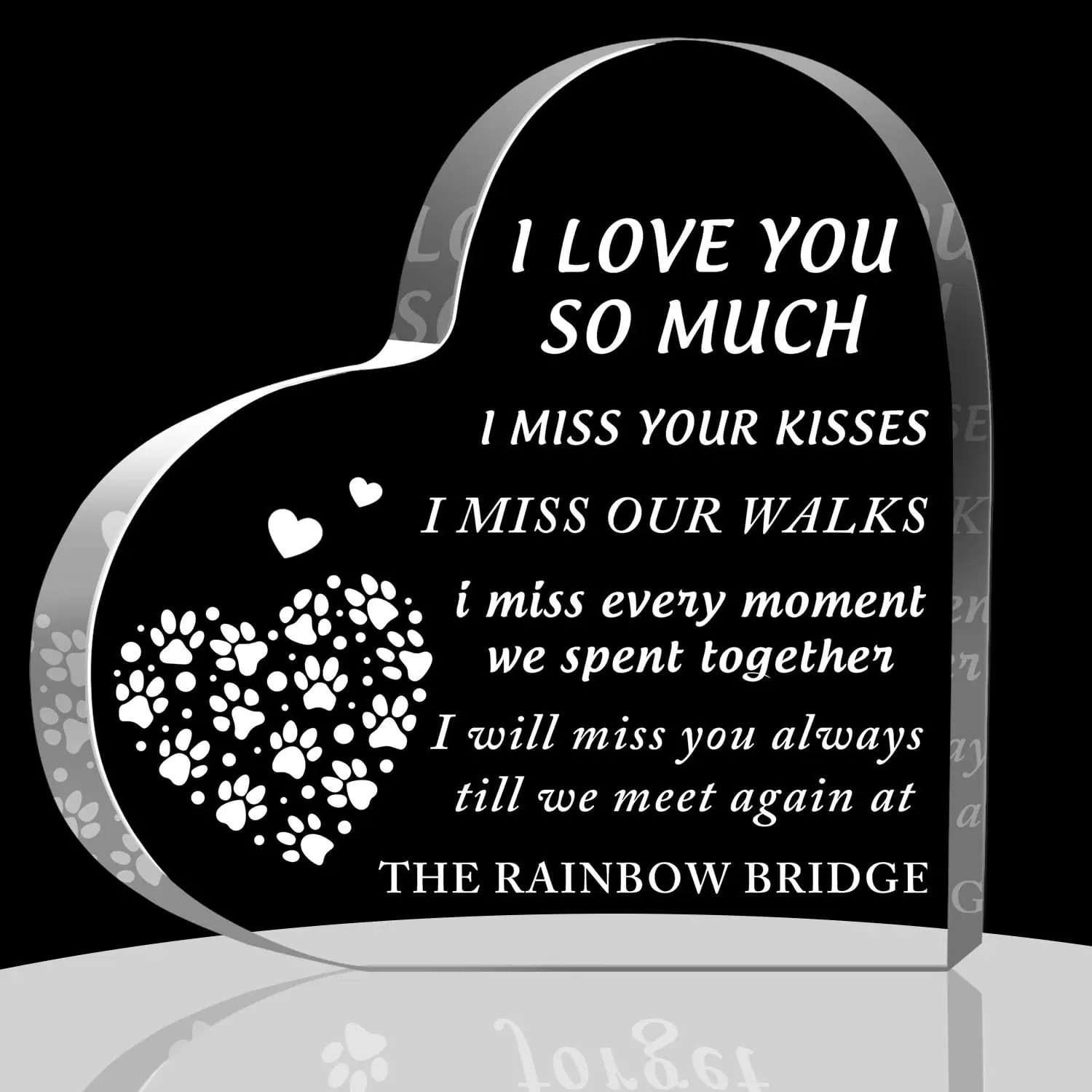 Love Butterfly Flower Print Acrylic Heart Plaque Memorial Bereavement Gift  for Bedroom Living Room Keepsake Table Shelf Decor