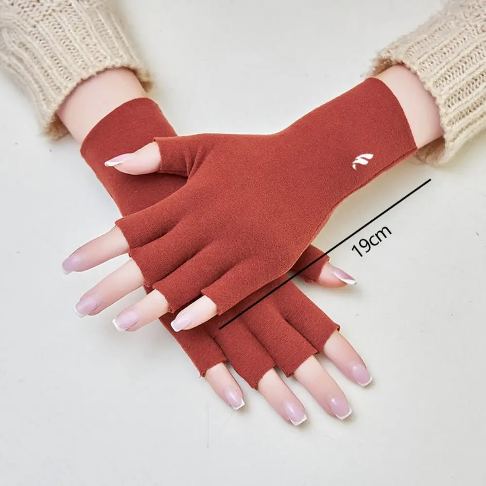 Autumn Winter Solid Color Semi-Finger Short Mittens Thin Style Non-Slip Touchscreen Driving Half Finger Gloves