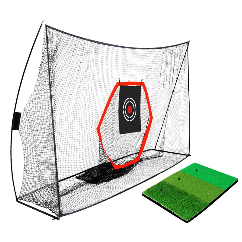 10x7 ft Golf Practice Hitting Net with Golf Mat Heavy Duty Golf Nets with Center Target indoor Outdoor Chipping Training Net