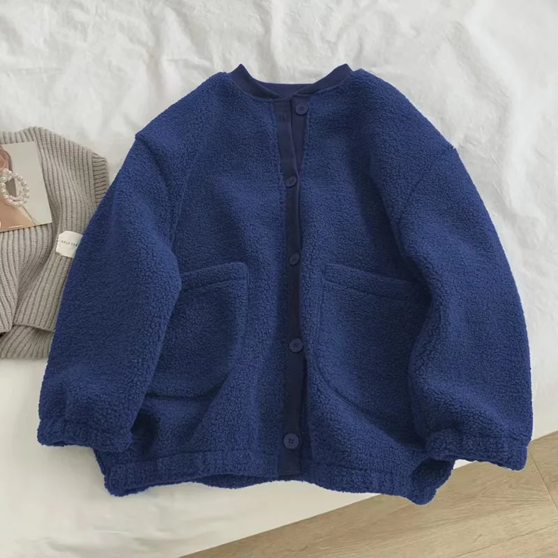 

Autumn Winter Lamb Wool Baseball Jacket Fashion Single Breasted Windproof Cardigan Women's Loose Versatile Long Sleeved Top
