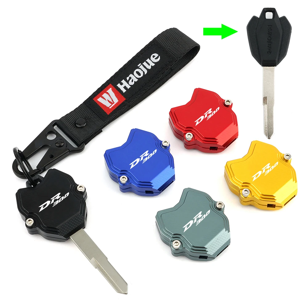 For Haojue DR300 Delicate Motorcycle CNC Aluminium Accessories Key Case Cover Protective Cover & Embroidery Keychain Ring