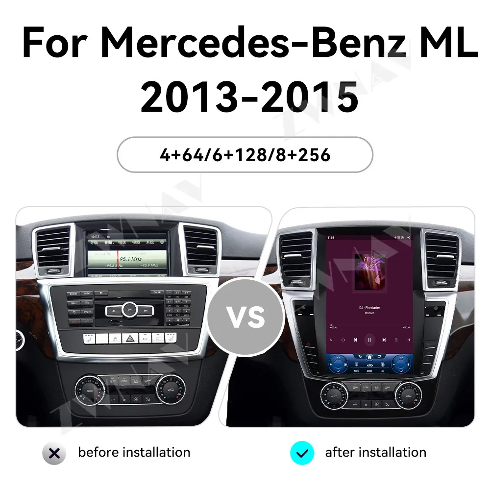 12.1 inch Touch Screen Android 11 CarPlay Car Radio For Mercedes-Benz ML 2013-2015 GPS Navigation Multimedia Player Head Unit