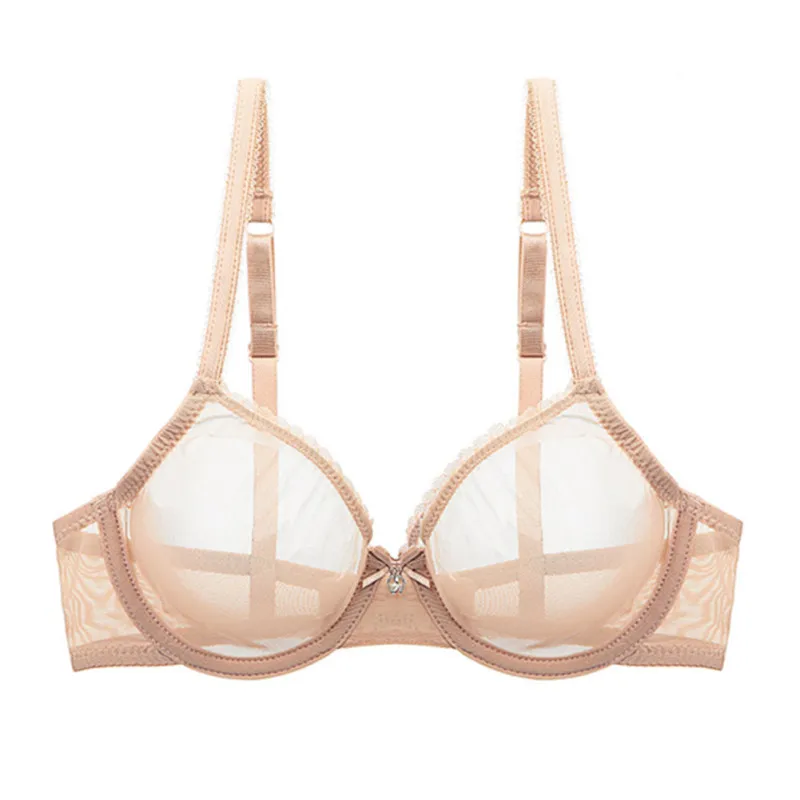 Varsbaby Damen-BH aus Netzstoff, durchsichtig, Bügel, ungefüttert, transparenter Büstenhalter, sexy, ultradünne Garnunterwäsche, Übergröße, CDE-Cup-BHs
