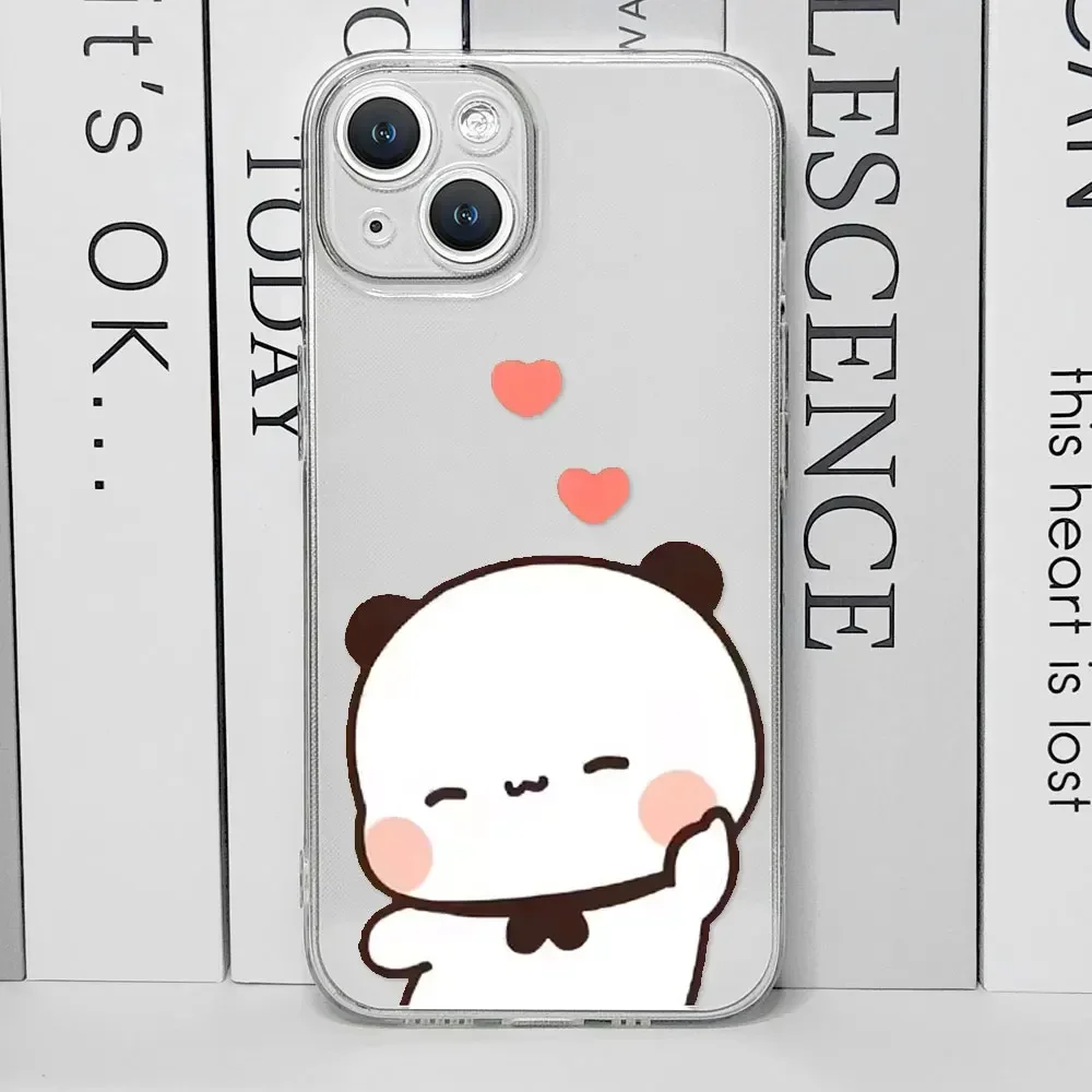 Cute Bubududu Couples Baby Bear Panda Phone Case for IPhone 16 Pro Max 11 12 13 Mini 7 8 14 15 Plus X XS MAX Clear Covers Fundas
