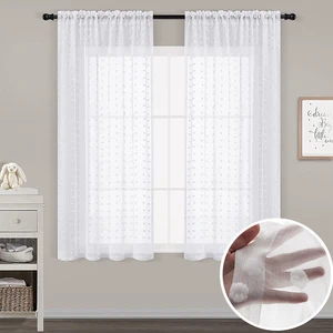 Cortinas cortas blancas de estilo lindo para la sala de estar Cortinas de dormitorio para niñas elegantes para niños Cocina de baño 10 mejores cortinas de ventas para la habitación para niños - №3