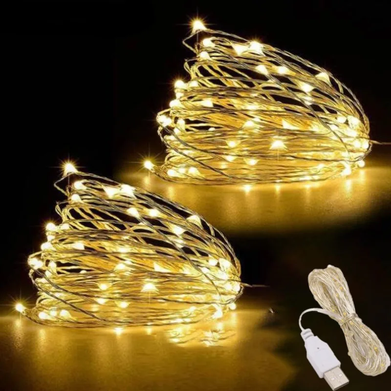 USB Led Fairy Lights Copper Wire String 1/2/3/5/10/20M 200LED Holiday Lamp Garland For Christmas Tree Wedding Party Decoration