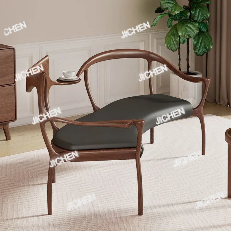 الجوز الأسود كرسي مزدوج كرسي أريكة من الخشب الصلب كرسي صيني جديد غير رسمي مزيج كرسي الشمال الحديث