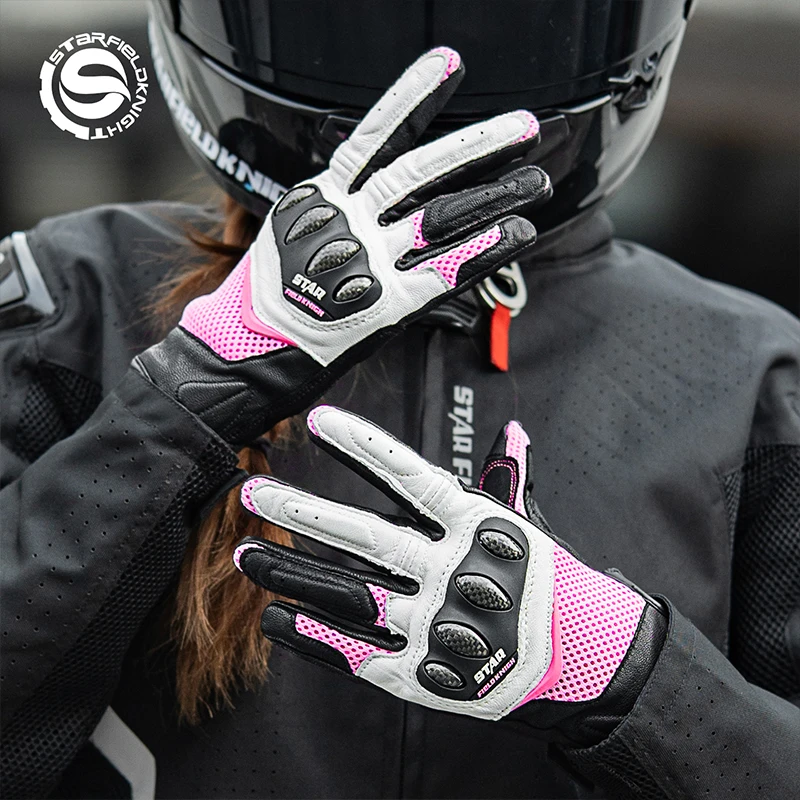 SFK Women's Gloves New Summer Mesh Breathable Motorcycle Riding Carbon Fiber Joint Protection Non-slip Wear-resistant Equipment