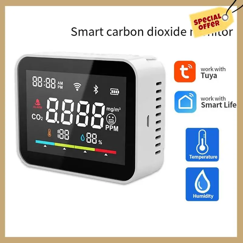 Stable Performance-Tuya Co2 Dioxide Detector WIFI CO2 Monitor Meter Co2 Sensor Tuya Indoor Agricultural Greenhouse Air Humiture