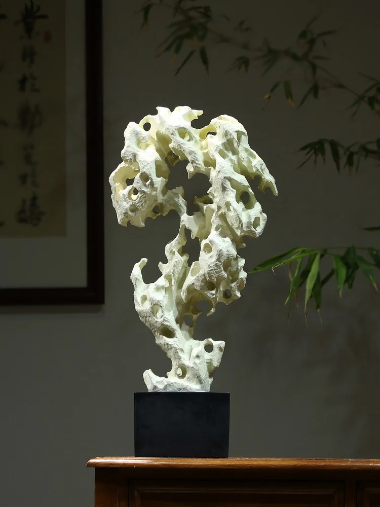 Zen The Taihu Lake Stone Resin Sculpture Ornaments Living Room Porch TV Cabinet Hotel Office Club Desktop Artwork Ornaments