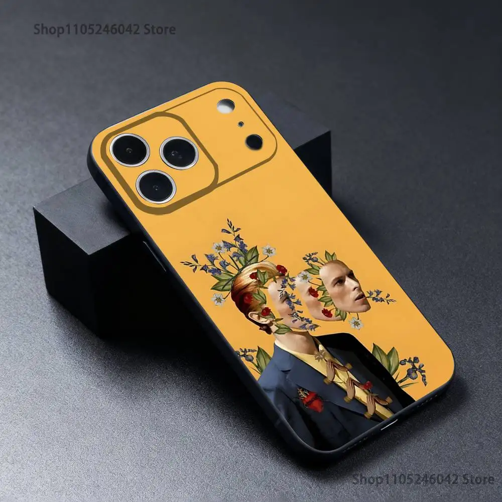 حافظة هاتف D-David Cool B-bowie لهاتف iPhone 17,16,15,14,13,12,11,Pro,XS,Max,XR,Plus,E,SE4,غطاء ناعم أسود صغير مقاوم للصدمات