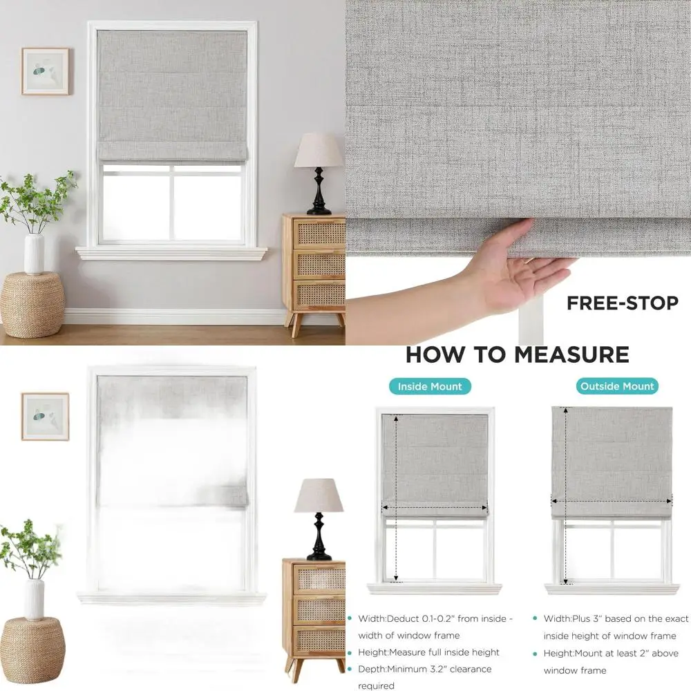 

Беспроводные римские шторы серовато-белого цвета, 32x75, термоизолированные затемняющие, простая установка для внутренних окон