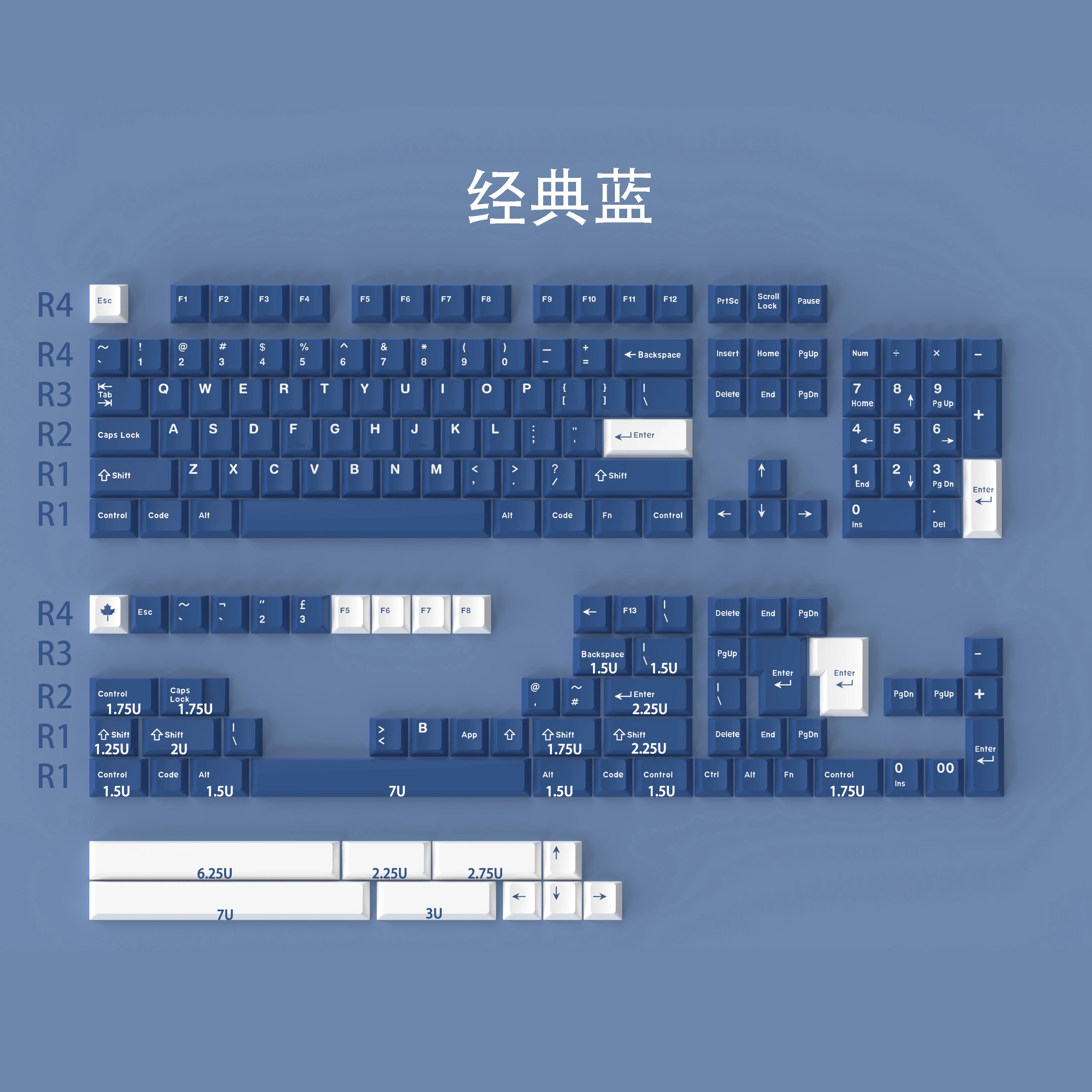 GMK classic blue keycap cherry original height ABS two-color molding 172 large full set