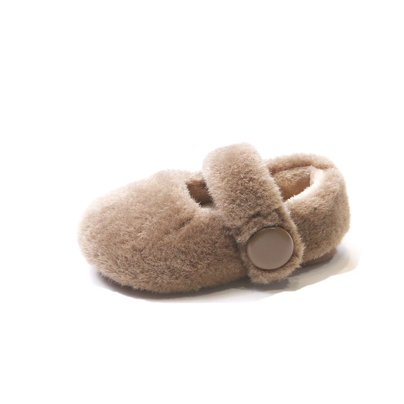 Round Toe Soft Lambswool Mary Janes Shoes, Fluffy Ballet Flats, Pele Quente, Bebés Meninas, Crianças, Criança, Brand Design, Inverno