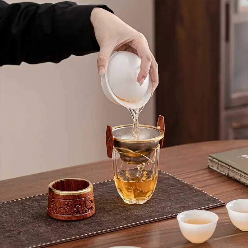 Pure Titanium Tea Infuser Set Portable Travel Filter Cup Kung Fu Teaware Household Brewing Tool Leak Proof Strainer for Loose