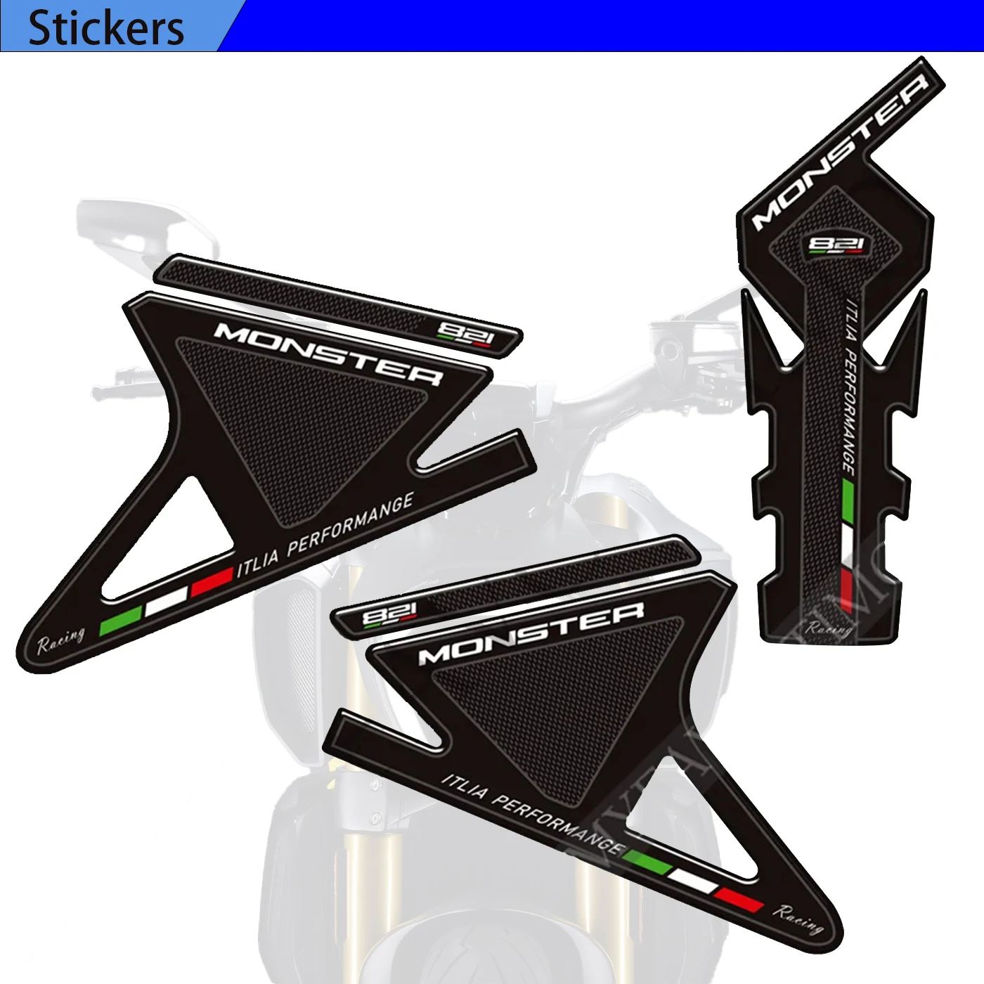 

For Ducati Monster 821 Motorcycle Tank Pad Grips TankPad 3d stickers adhesive Decals Gas Fuel Oil Kit Knee Protection