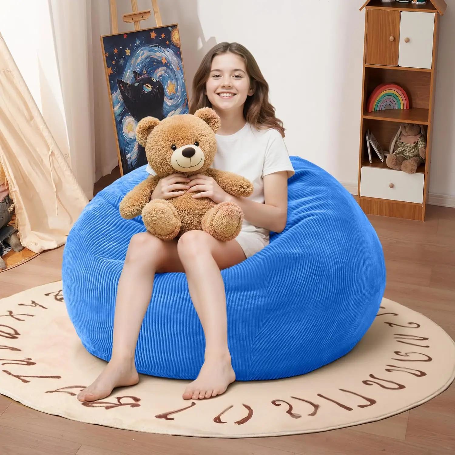 

Кресло-мешок из пены с эффектом памяти и вельветовым чехлом, каплевидный дизайн для комфортного отдыха в нескольких цветах