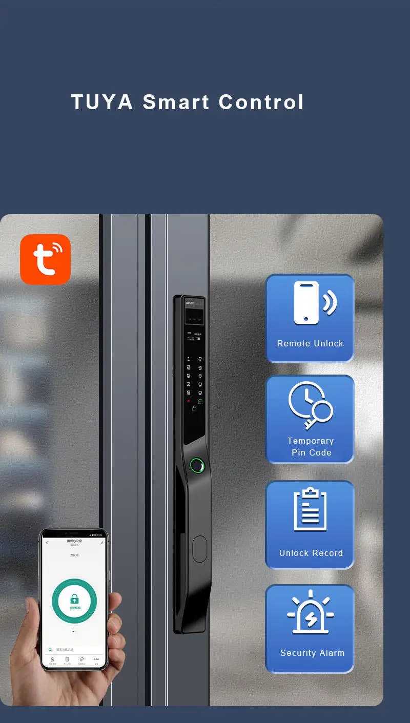 Waterproof Outdoor Smart Lock Tuya Smart Home Aluminum Wood Door Compatibility For Glass Steel Door Data Storage Cloud