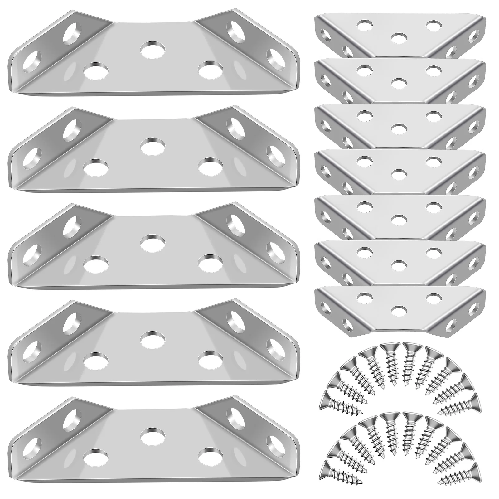 

20 pcs Corner Brackets Stainless Steel Connector Brace Hardware Accessories Thick Strong Durable Porous Design Stable Support