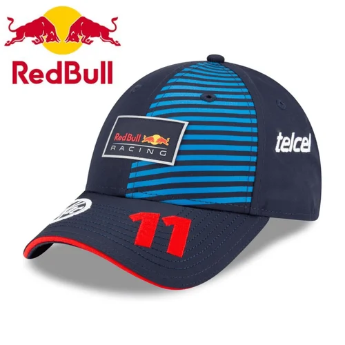 100% nuevo sombrero de toro rojo checo Perez Red Bull Racing sombrero de carreras para hombres y mujeres al aire libre Red Bull sombrero para el sol Red Bull gorra de béisbol