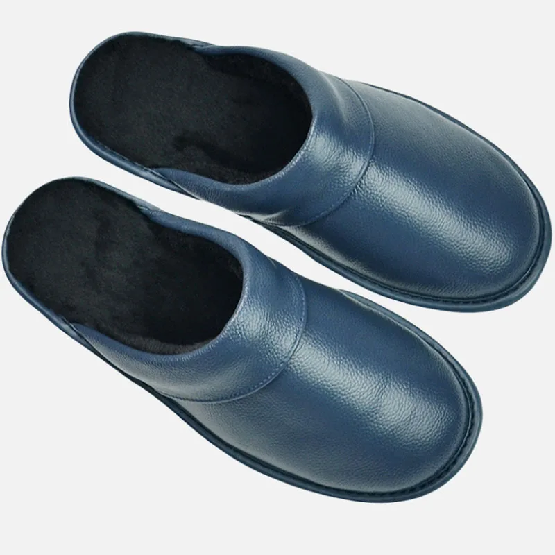 Genuine Cow Leather Linen Slippers Homes In Indoor Cotton Slippers Spring Autumn Men Women Elderly Non-slip Casual Single Shoe