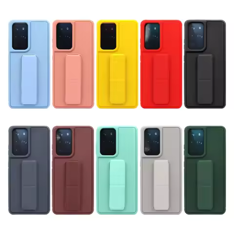 10 Color Wrist Strap Stand Silicone Phone Case For Samsung Galaxy S25 S21 S20 FE S22 S23 Note 20 Ultra 10 S10 Plus Cover