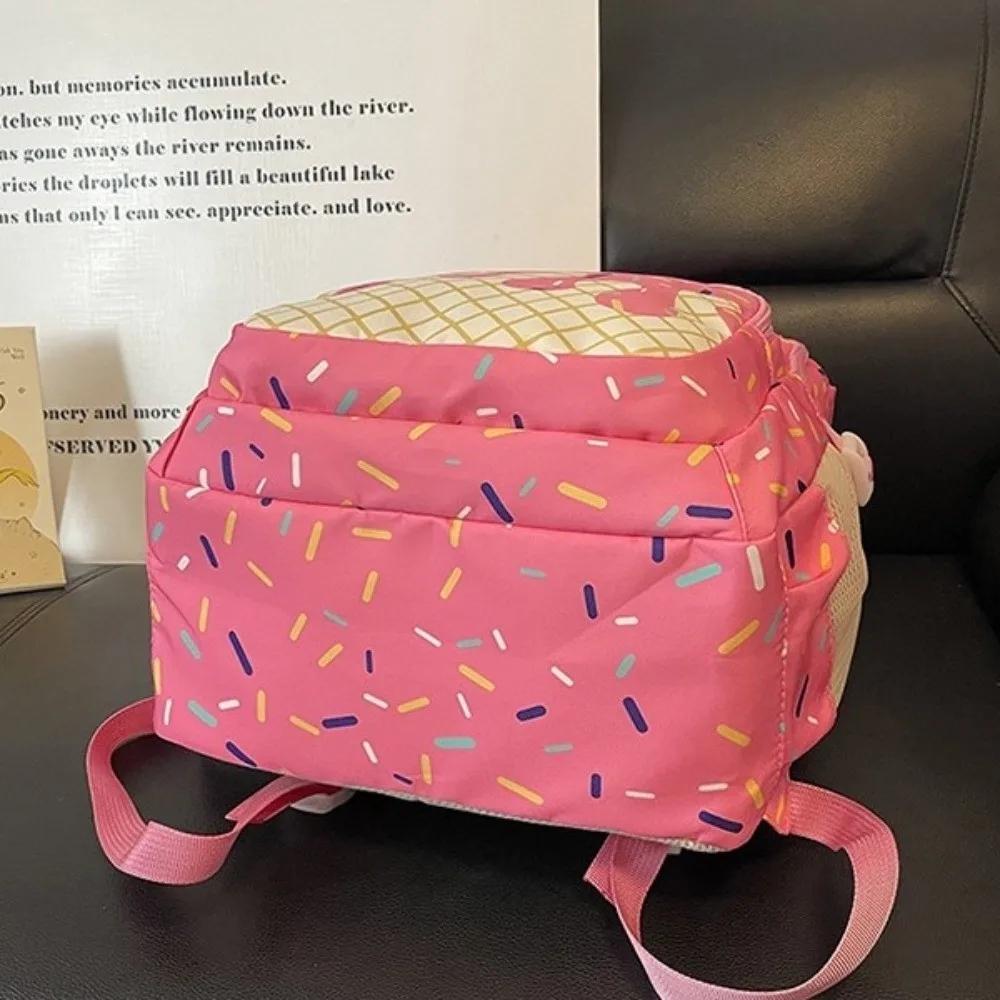 Oxford Fabric Ice Cream Printed Backpack Set with Pencil Case with Crossbody Bag Bookbag Matching Large Capacity School Bag