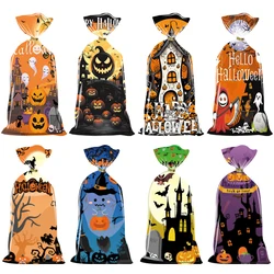 50pcs Scary Ghost Pumpkin Happy Halloween Candy Gift Bags Trick Or Treat Bags Party Decorations Favor Goodie Gift Wrapping Bags