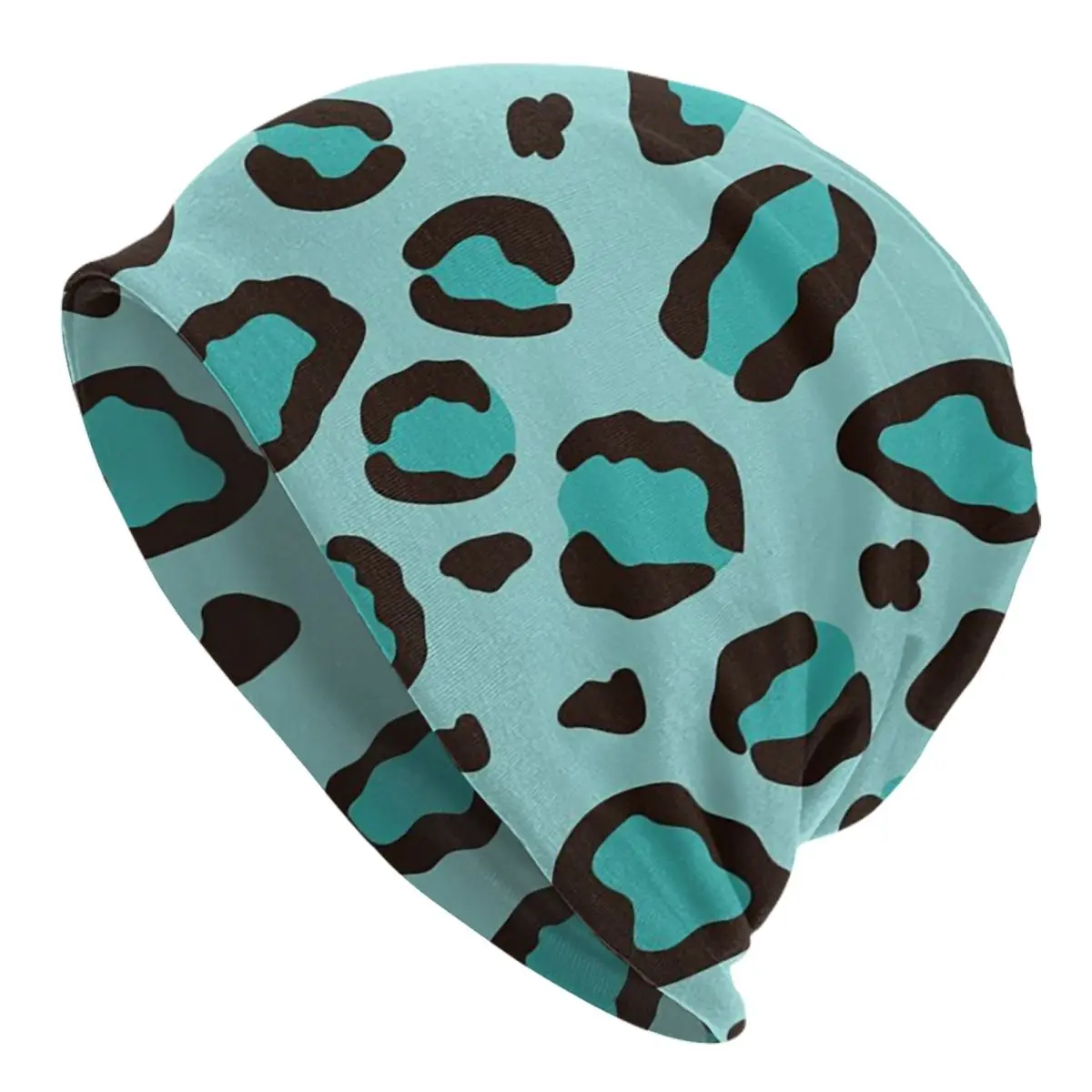 Cool Turquoise Blue Leopard Print Cheetah Unisex Adult Beanies Caps Knitted Bonnet Hat Warm Hip Hop Autumn Winter Skullies Hats