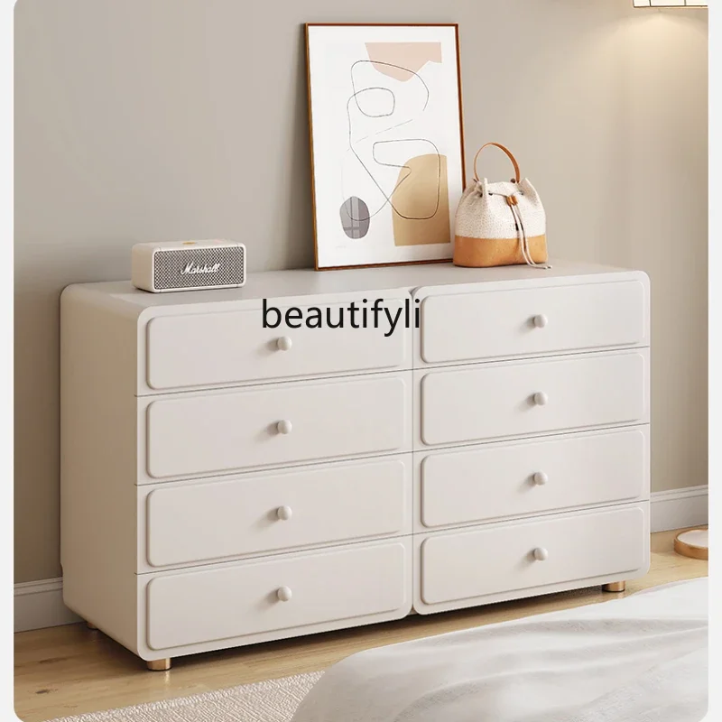 

Cream Wind Storage Bed Front Cabinet Five-Bucket Cabinet Bedroom Storage Cabinet TV Side Chest of Drawers