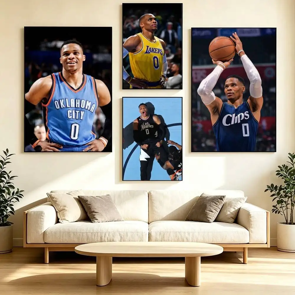 L-Legendary Point Guard Russell Westbrook   Poster Waterproof Wall Art Sticker For Bar Living Room Vintage Decor High Quality