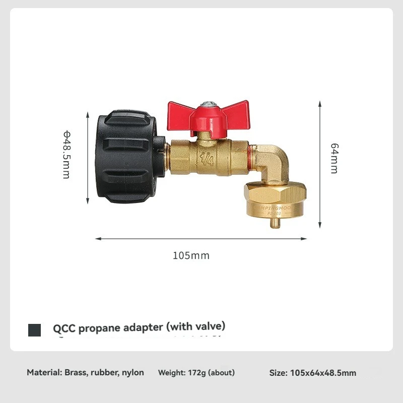 

Campingmoon PZ-103/PZ-104 Regular Solid Brass Valve Propane tank Adapter Propane Refill Elbow Adapter With Gauge