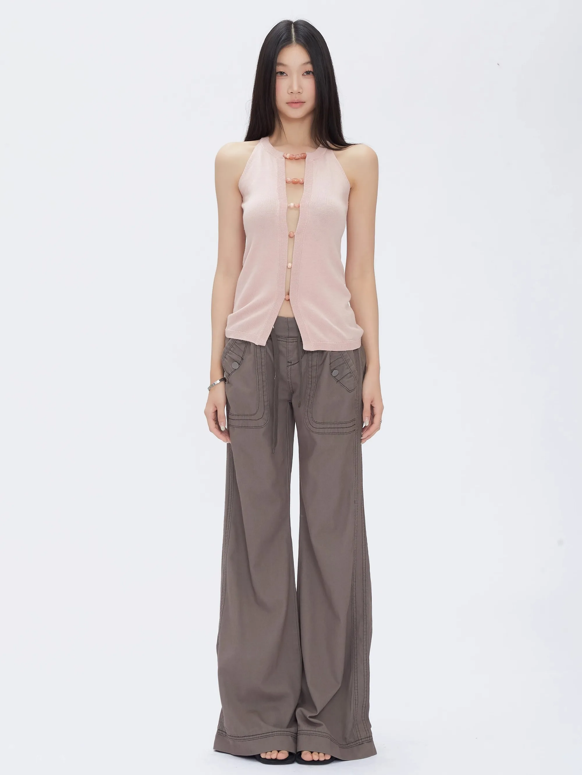 

Женские брюки Withmin в американском ретро-стиле, прямые, с низкой талией, повседневные, универсальные, струящиеся, в пол