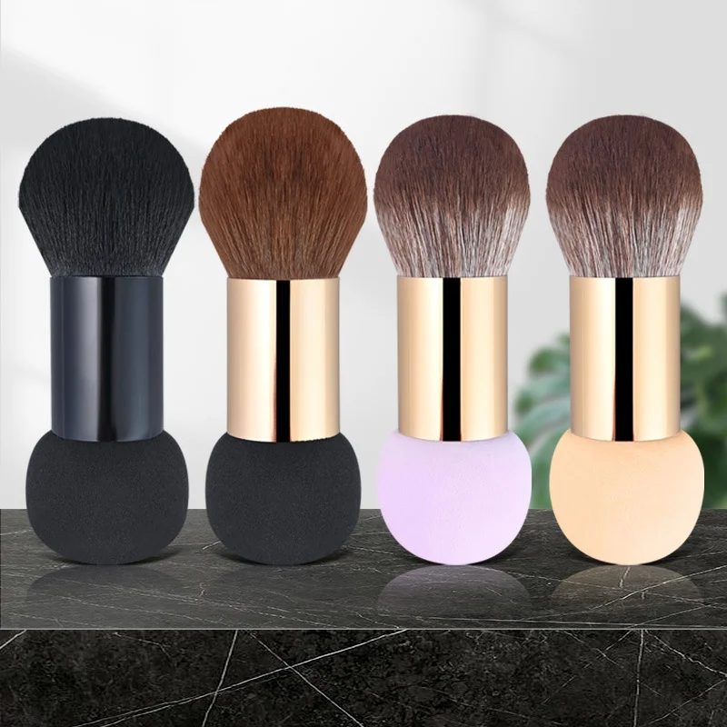 Dwustronny pędzel do makijażu, duży rozmiar, do stosowania na sucho i na mokro, narzędzia kosmetyczne, przenośny pędzel do pudru sypkiego, różu, puderka.