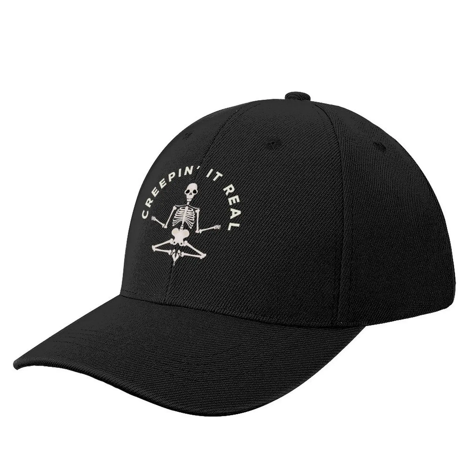 Meditating Skeleton Creepin It Real Baseball Cap Golf Hat Rave Custom Cap Men's Baseball Women's