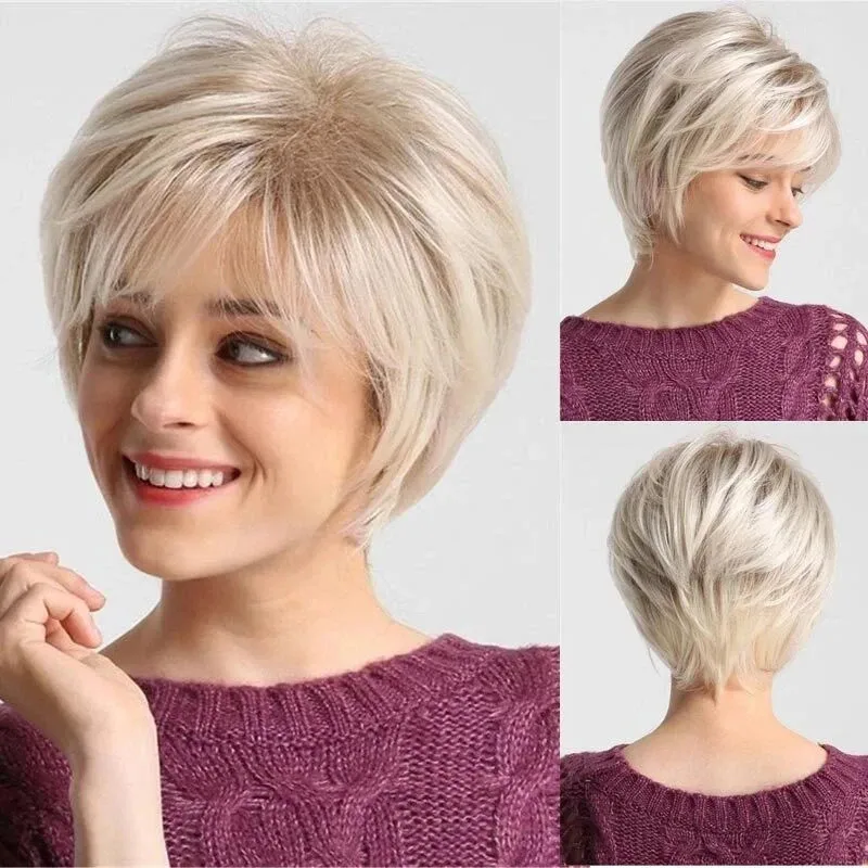 

Blonde Short Hair Wigs for Women Fancy Dress Party Wig