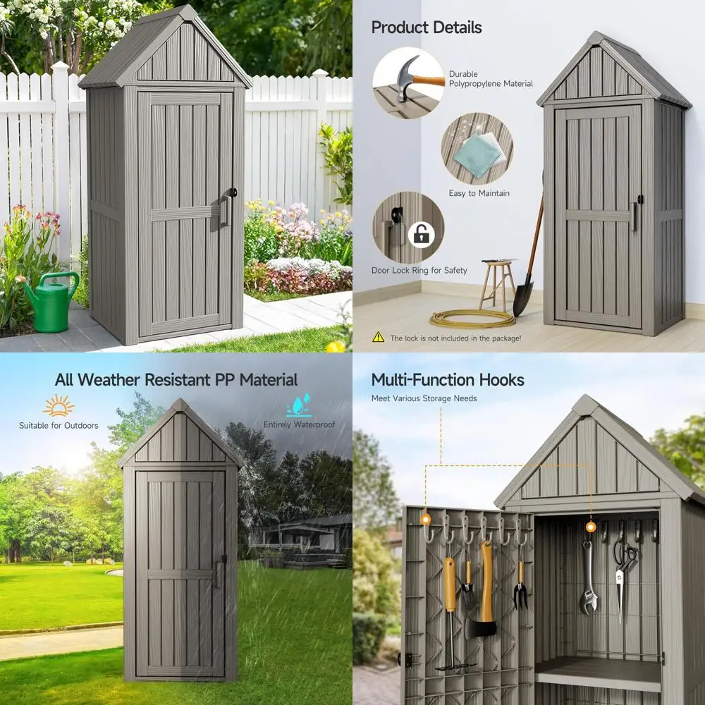 

Универсальный уличный шкаф для хранения вещей с крючками, замком и водонепроницаемым дизайном