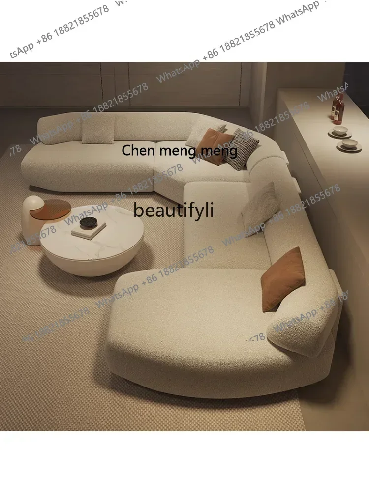 cc1820Italian Minimalist Sofa Large Apartment Living Room Lambswool Fabric Modern Light Luxury U-Shaped New living room furnitur