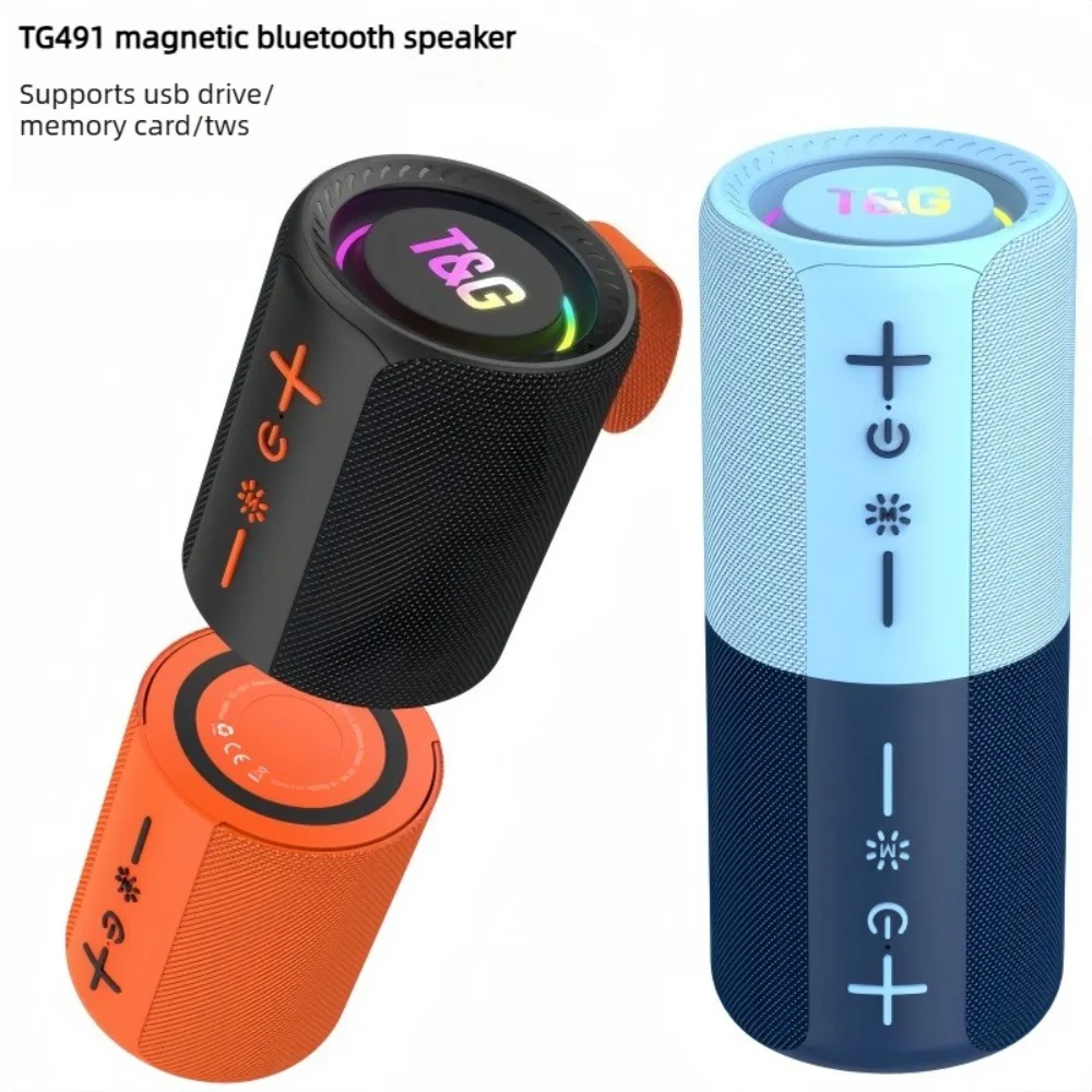 2 in 1 Split Magnetic Bluetooth Speaker TG491 TWS RGB LED Wireless Stereo Bass TG491 Magnetic Bluetooth Speaker