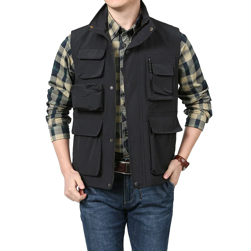 

Embroidered Vest Fishing Clothing Work Tactical Jackets Spring Men Summer Multi-pocket MAN Camping Mesh Sleeveless Jackets Coat