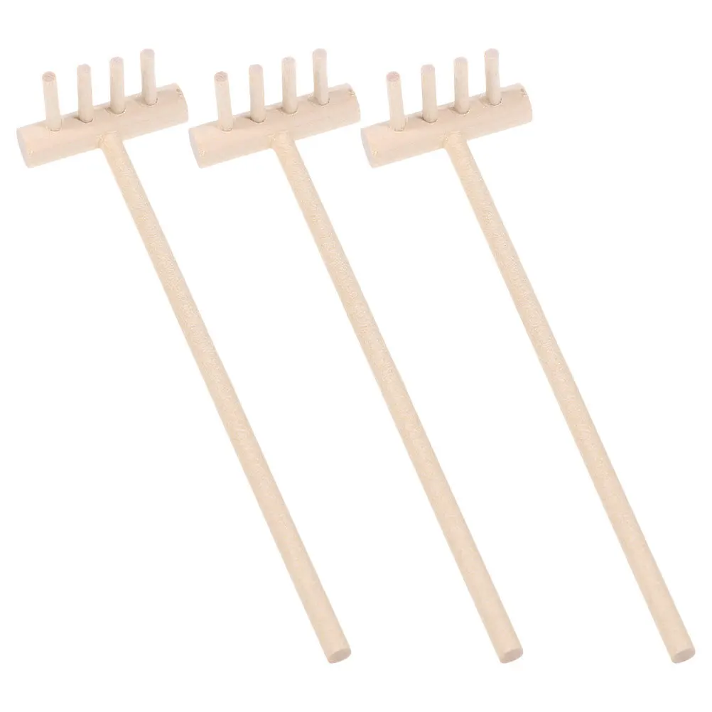 3pcs/Set Bamboo Mini Rake Set Zen Garden Sand Rake For Desktop Sand Table Decoration Small Garden Tools Sandbox Accessories